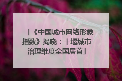 《中国城市网络形象指数》揭晓：十堰城市治理维度全国居首