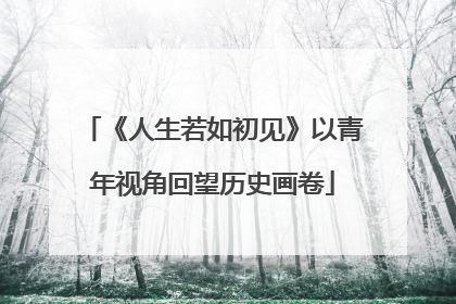 《人生若如初见》以青年视角回望历史画卷