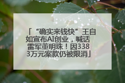 “确实来钱快”王自如宣布AI创业，喊话雷军董明珠！因3383万元案款仍被限消
