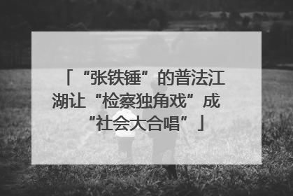 “张铁锤”的普法江湖让“检察独角戏”成“社会大合唱”