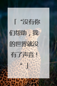 “没有你们帮助，我的世界就没有了声音！”