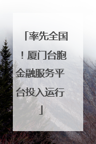 率先全国！厦门台胞金融服务平台投入运行