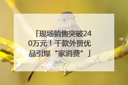 现场销售突破240万元！千款外贸优品引爆“家消费”