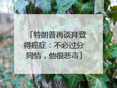 特朗普再谈拜登得癌症：不必过分同情，他很恶毒