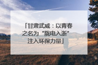 甘肃武威：以青春之名为“陇电入浙”注入环保力量