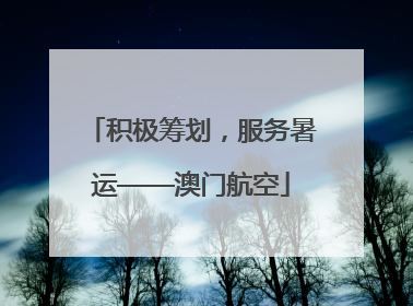积极筹划，服务暑运——澳门航空