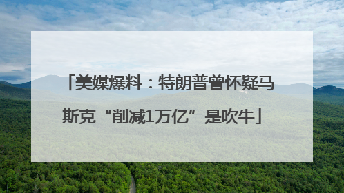 美媒爆料：特朗普曾怀疑马斯克“削减1万亿”是吹牛