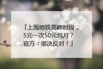 上海地铁高峰时段，5元一次50元包月？官方：坚决反对！