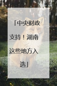 中央财政支持！湖南这些地方入选