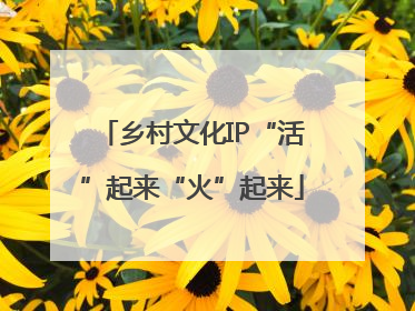 乡村文化IP“活”起来“火”起来