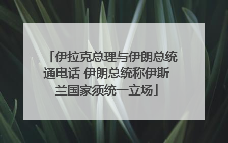 伊拉克总理与伊朗总统通电话 伊朗总统称伊斯兰国家须统一立场