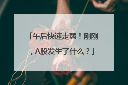 午后快速走弱！刚刚，A股发生了什么？