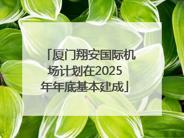 厦门翔安国际机场计划在2025年年底基本建成