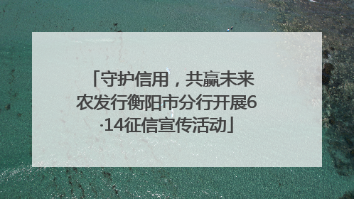 守护信用，共赢未来 农发行衡阳市分行开展6·14征信宣传活动