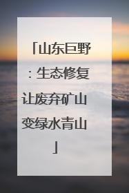 山东巨野：生态修复让废弃矿山变绿水青山