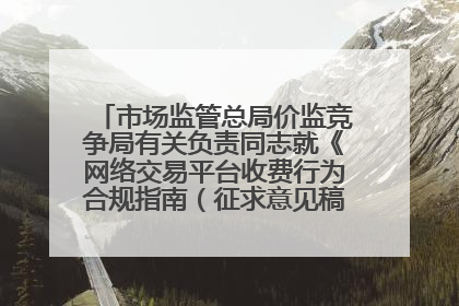 市场监管总局价监竞争局有关负责同志就《网络交易平台收费行为合规指南（征求意见稿）》答记者问