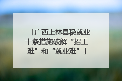 广西上林县稳就业十条措施破解“招工难”和“就业难”