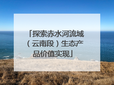 探索赤水河流域（云南段）生态产品价值实现