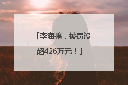 李海鹏，被罚没超426万元！