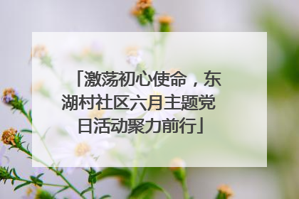激荡初心使命，东湖村社区六月主题党日活动聚力前行