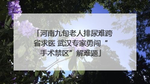 河南九旬老人排尿难跨省求医 武汉专家勇闯“手术禁区”解难题