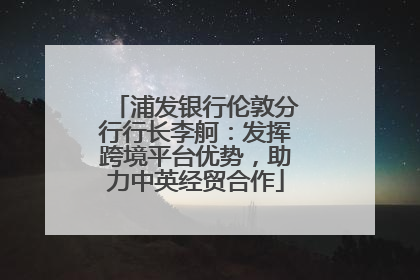 浦发银行伦敦分行行长李舸：发挥跨境平台优势，助力中英经贸合作