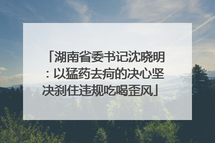 湖南省委书记沈晓明：以猛药去疴的决心坚决刹住违规吃喝歪风