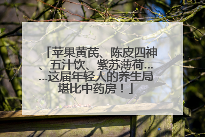 苹果黄芪、陈皮四神、五汁饮、紫苏薄荷……这届年轻人的养生局堪比中药房！