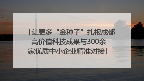 让更多“金种子”扎根成都 高价值科技成果与300余家优质中小企业精准对接