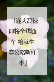 遂大高速即将全线通车 绘就生态公路新样本