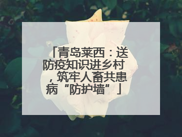 青岛莱西：送防疫知识进乡村，筑牢人畜共患病“防护墙”