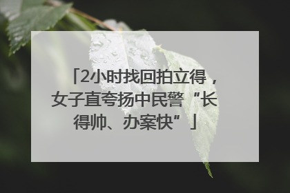 2小时找回拍立得，女子直夸扬中民警“长得帅、办案快”