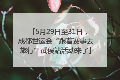 5月29日至31日，成都世运会“跟着赛事去旅行”武侯站活动来了